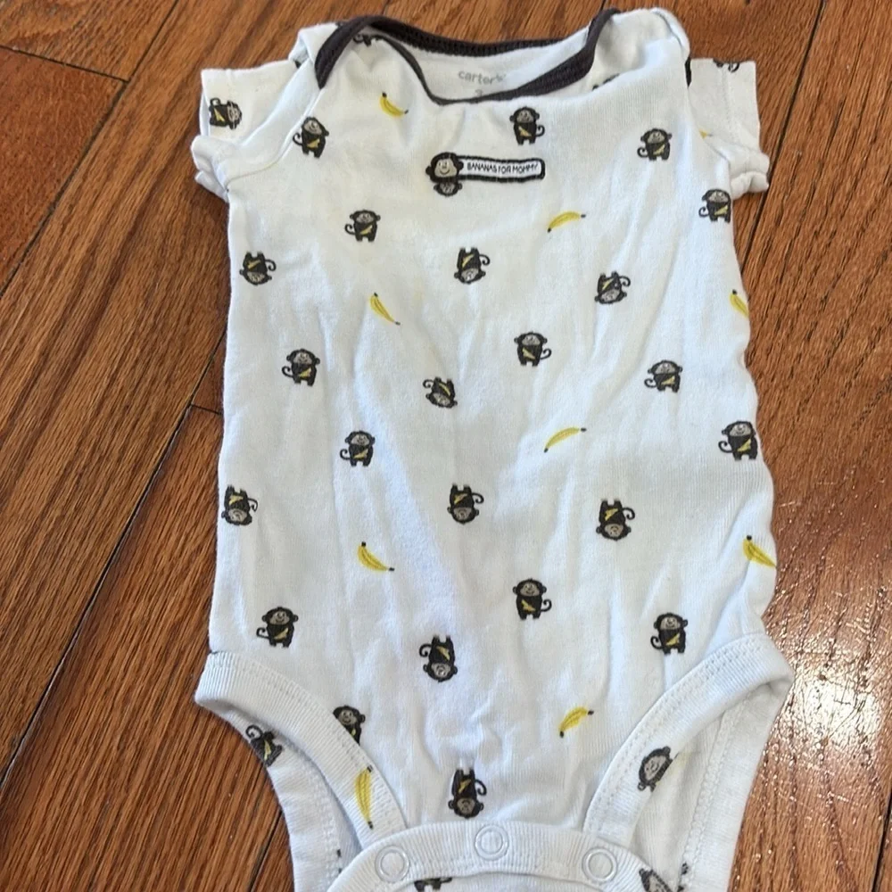 Carters 3 Months Bananas for mommy onesie short sleeve shirt and pants- monkeys